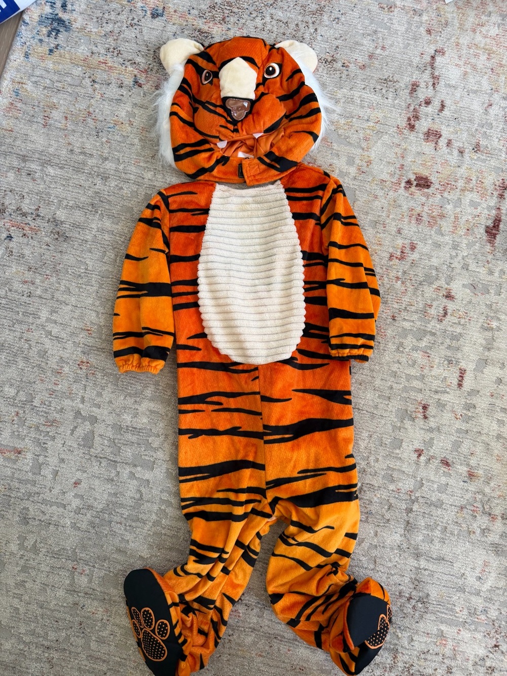 Spirit Baby Tiger Halloween Costume 12-18M Plush Hooded Footed Jumpsuit